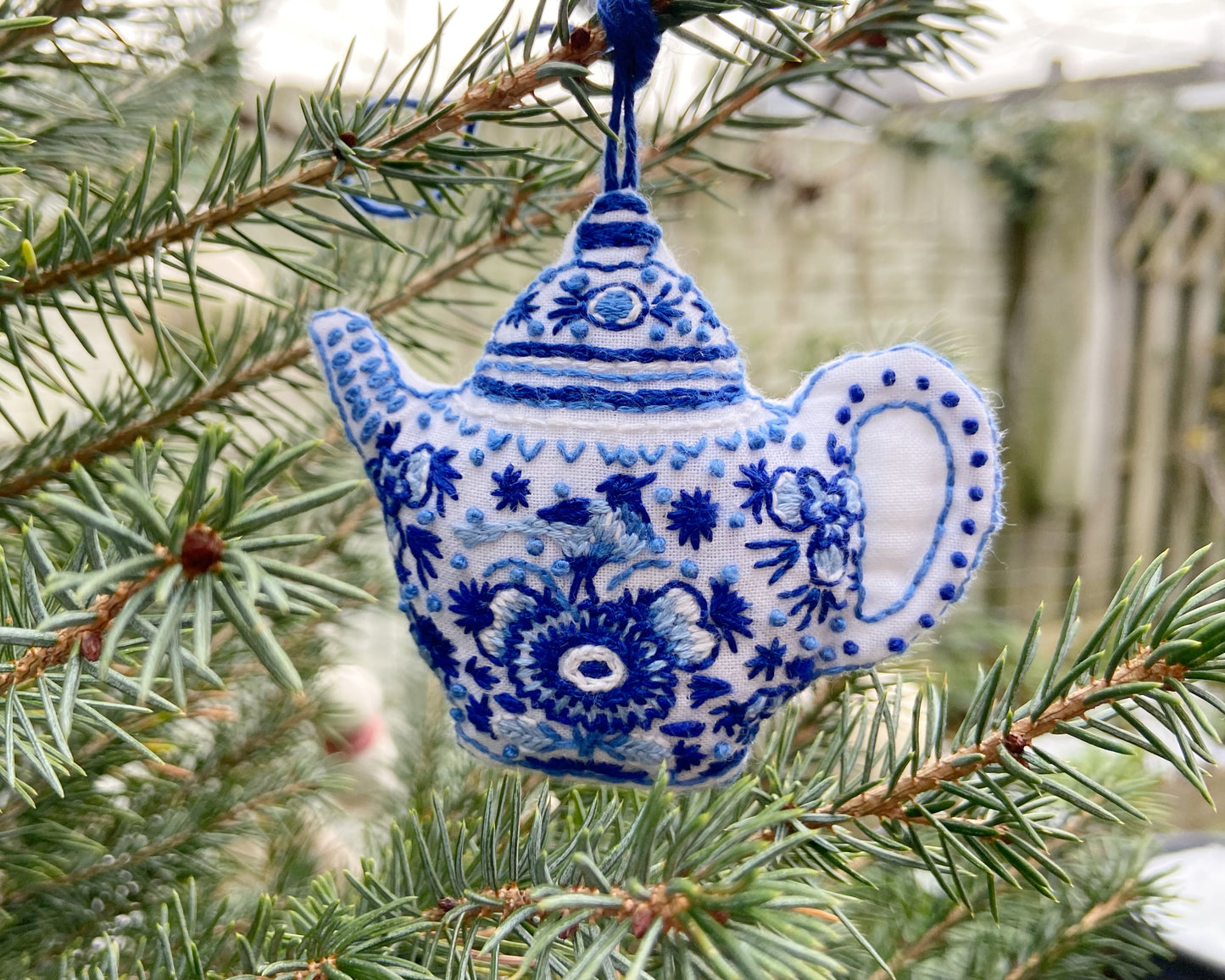 Delfts blauw theepot ornament borduurpakket