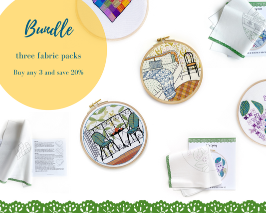 BUNDLE of 3 pre-printed fabric packs, buy 3 for 20% off