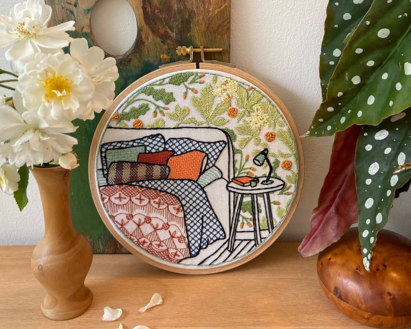 Cozy bedroom embroidery kit