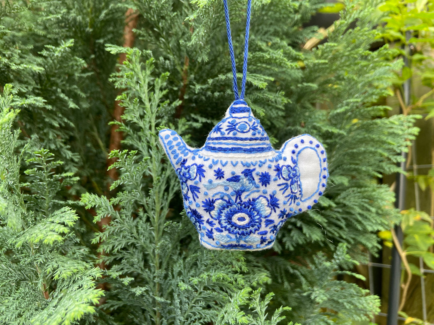 Delfts blauw theepot ornament borduurpakket