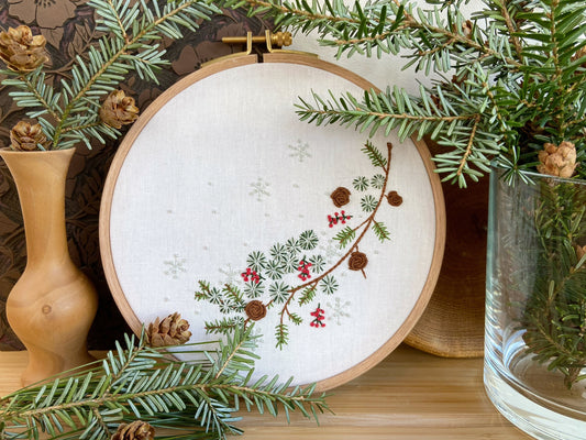 Winter pine embroidery kit