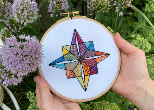 Woven star embroidery kit