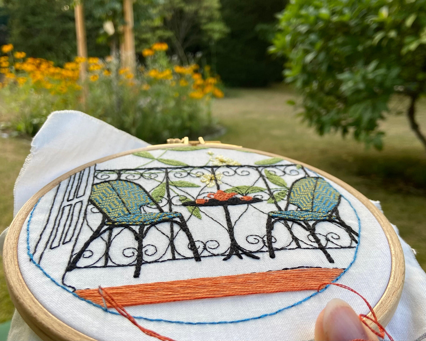 Secluded balcony embroidery kit