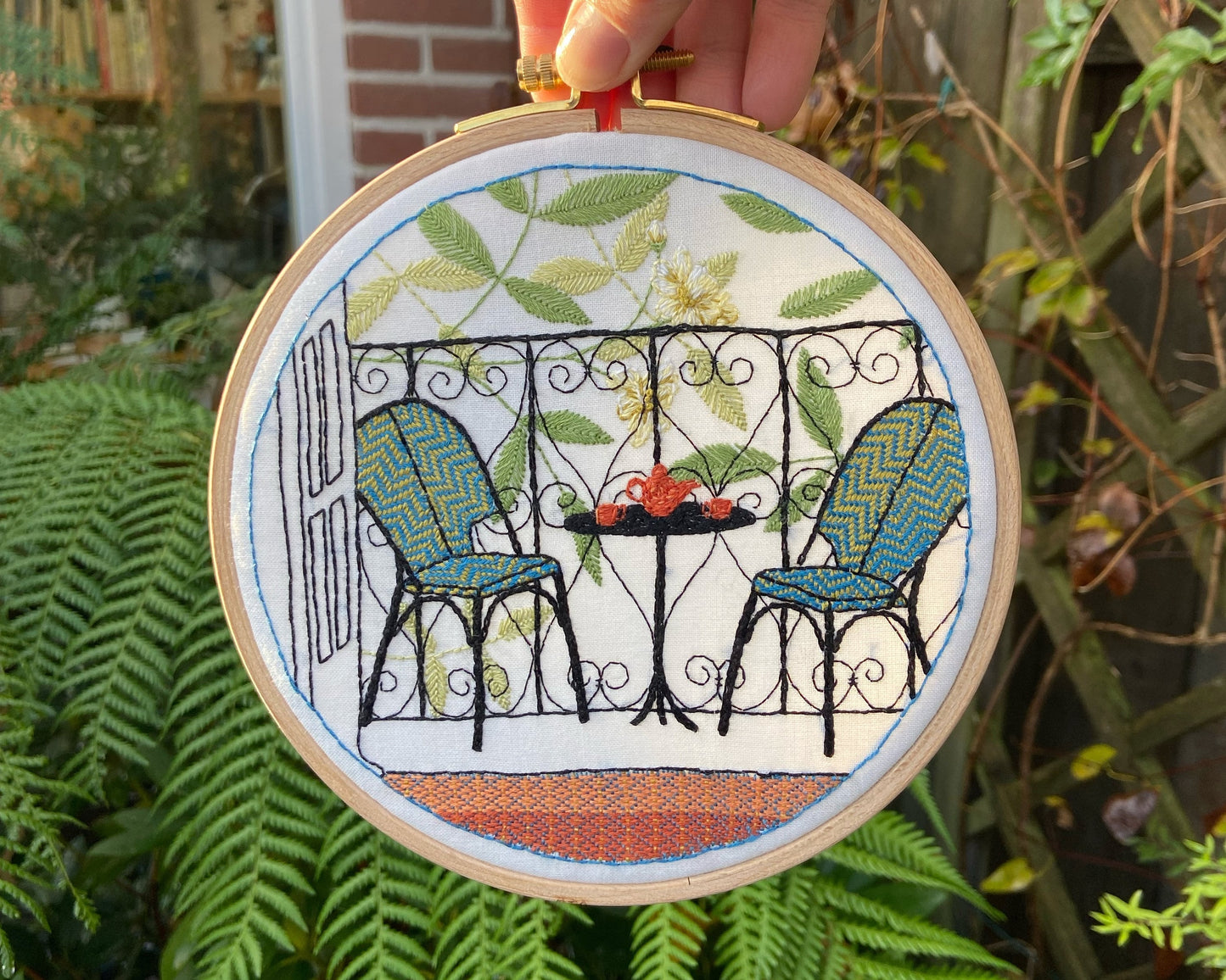 Secluded balcony embroidery kit