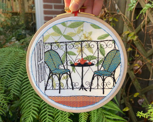 Secluded balcony embroidery kit