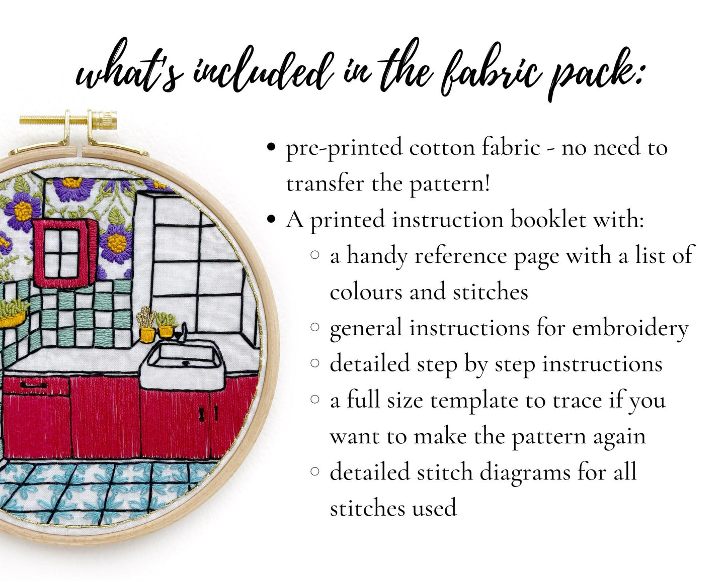 Kitchen embroidery fabric pack