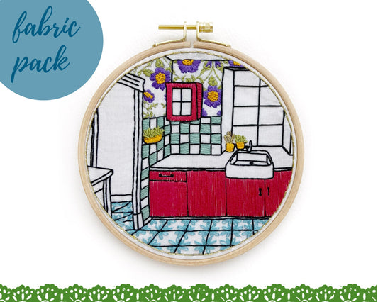 Kitchen embroidery fabric pack