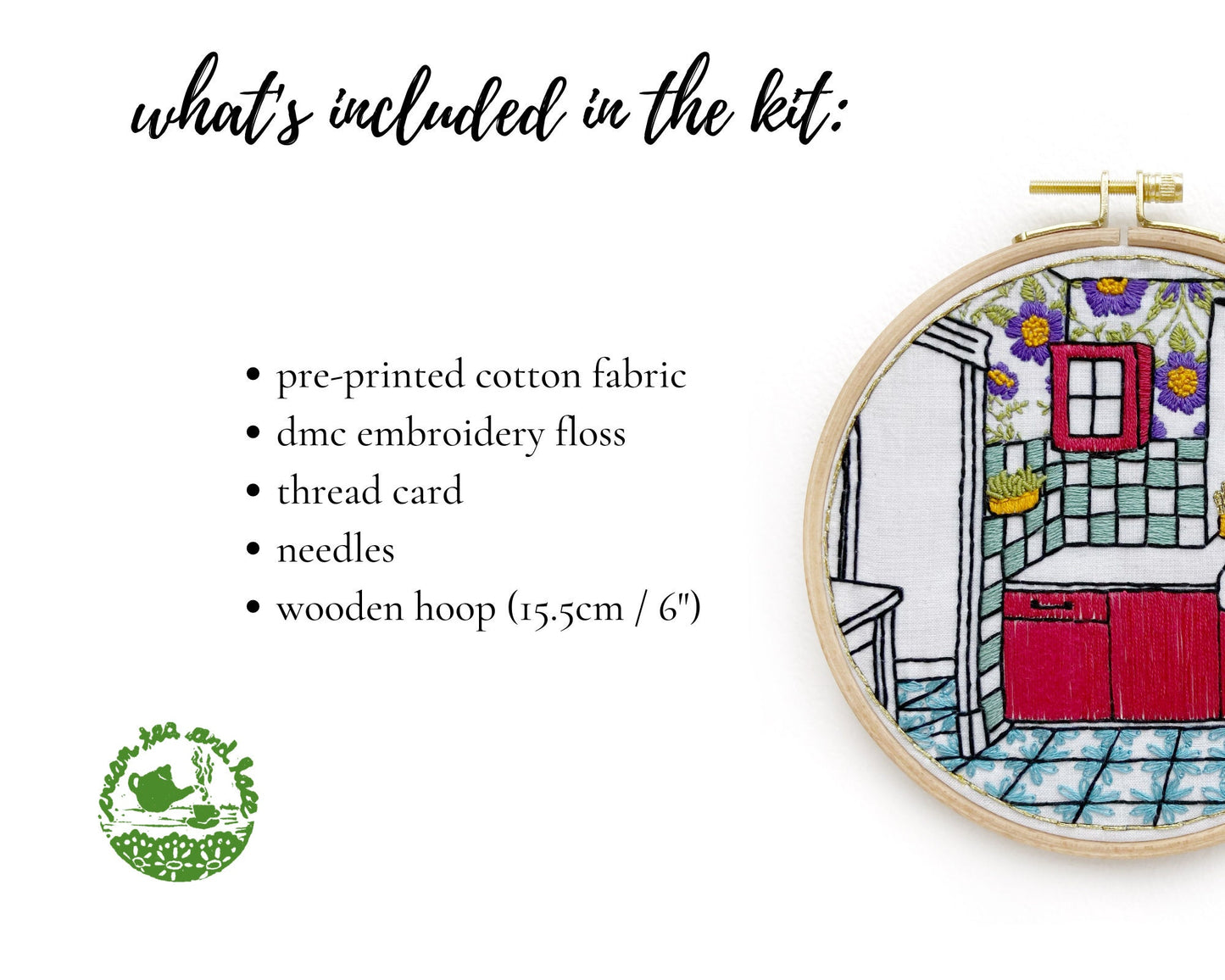 Colourful kitchen embroidery kit