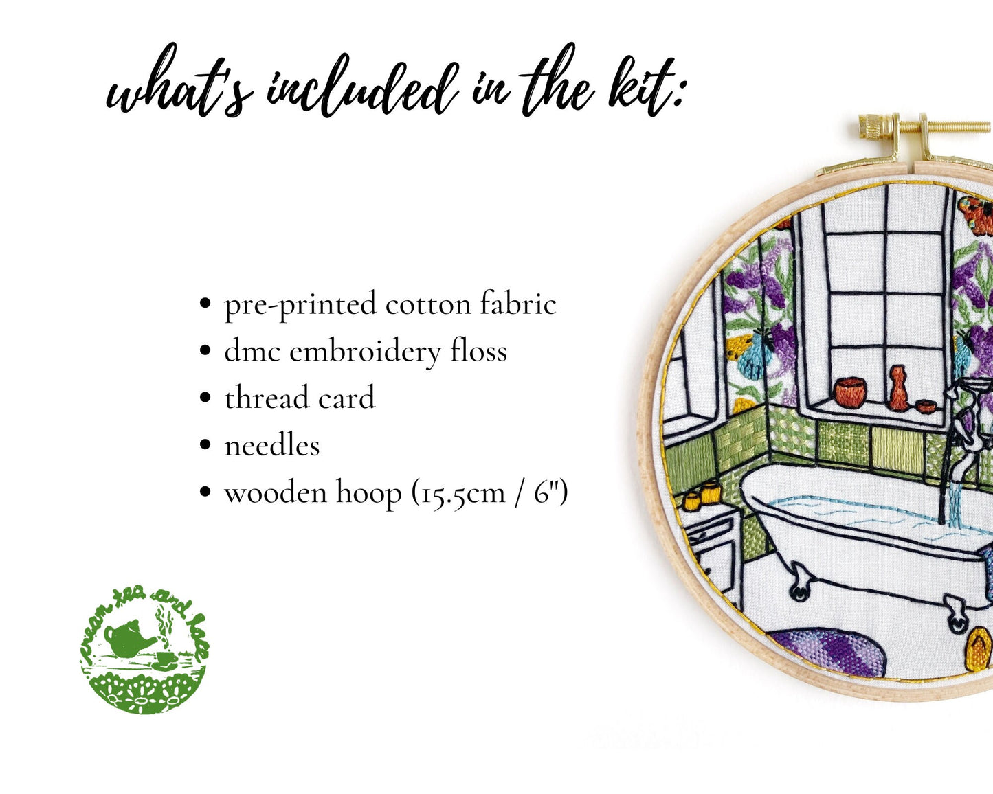 Luxurious bathroom embroidery kit