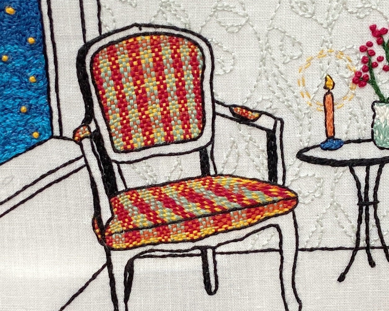 Starry night candle light embroidery kit