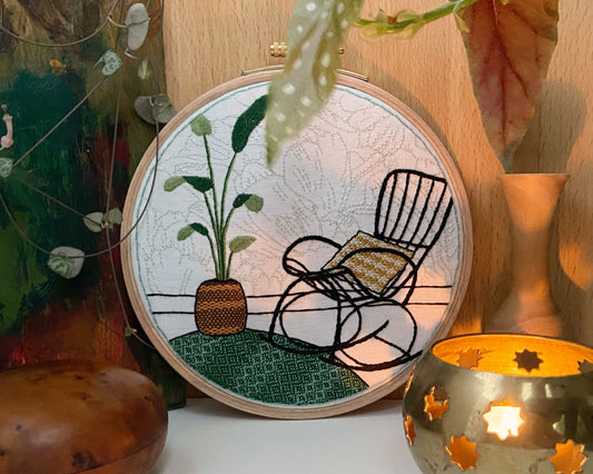 Rocking chair living room embroidery kit